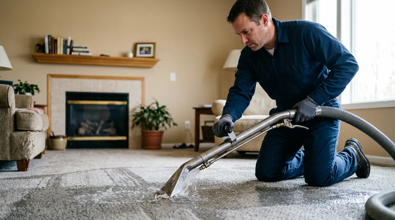Water damage restoration technician working near Chestnutridge, MO